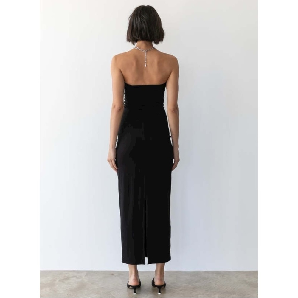 TROIS Kendall Skirt - Black Jersey Knit High Back Slit Midi Skirt sz S - Picture 11 of 12